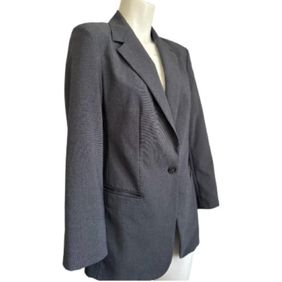 AEO 2010 Classic Gray Hopsack Weave Casual Blazer Contrast Lining Women's Small - Picture 7 of 15